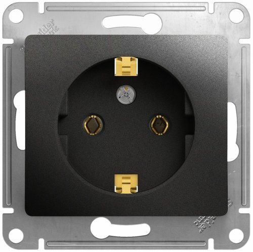 Розетка с заземлением без рамки Systeme Electric Glossa 1-м. антрацит  картинка